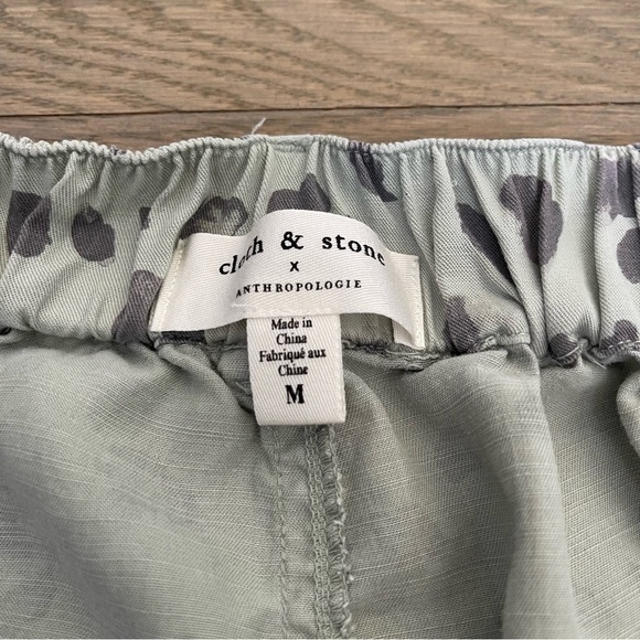Anthropologie Cloth & Stone Green Animal Print Frayed Straight Leg Pants Size M - Picture 5 of 11